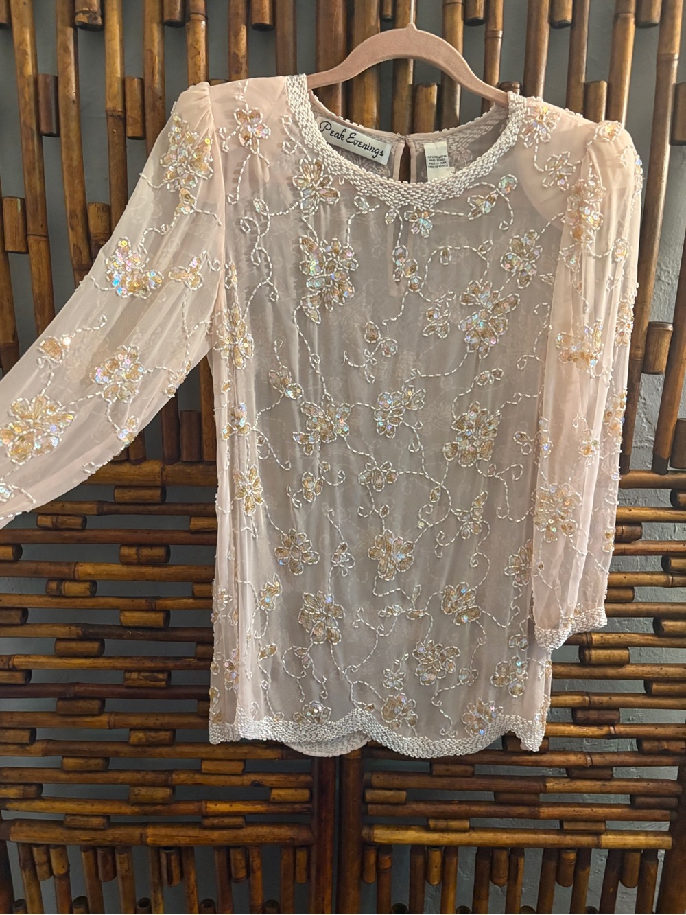 SZ 6 PEAK EVENING BALLET PINK BEADED TUNIC